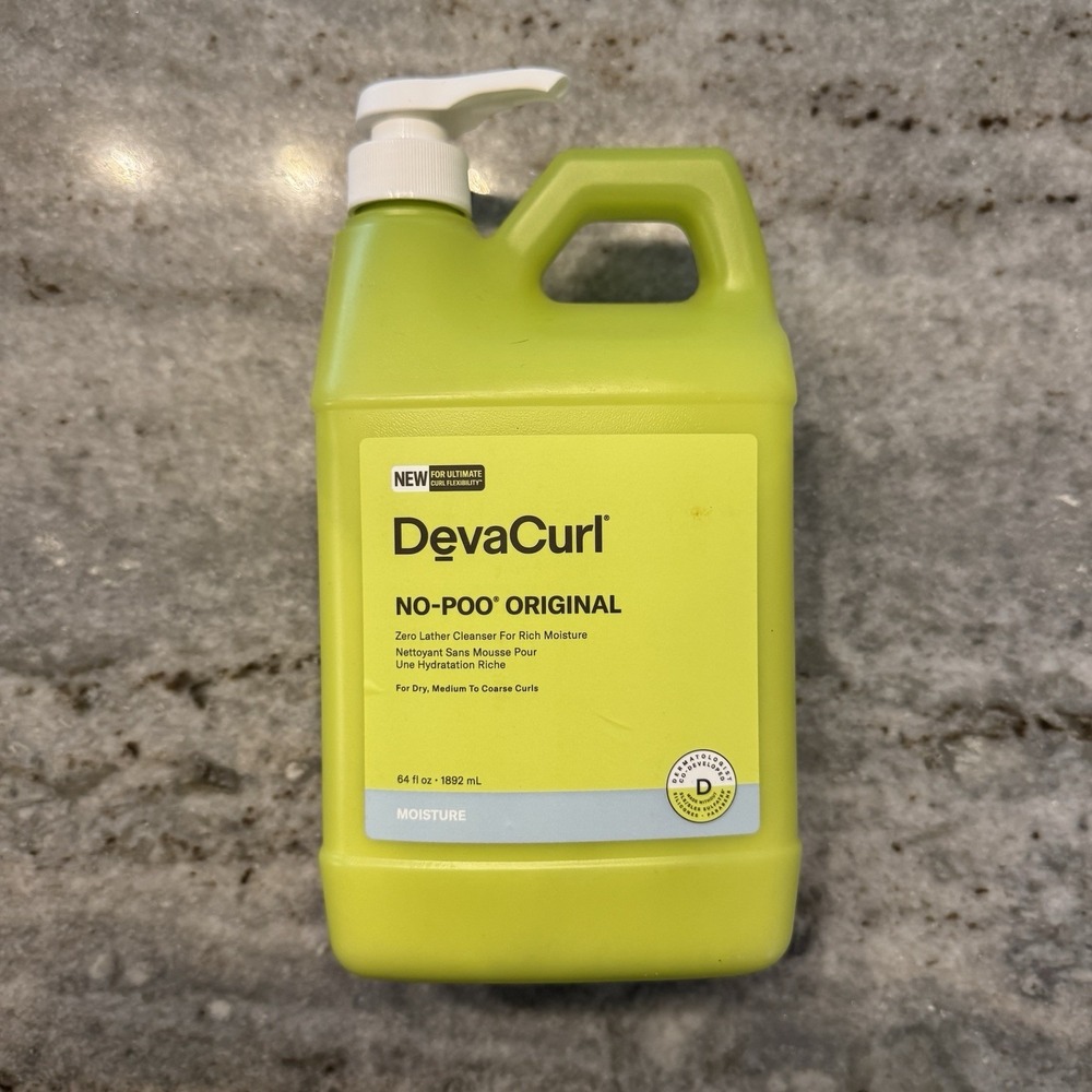 DevaCurl No-Poo Original Zero Lather Cleanser For Rich Moisture, 64 Fl OZ Jug